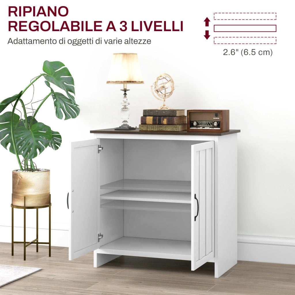 Credenza Moderna con Ante e Ripiano Regolabile ¨C Zephmum ¨C Bianco Legno 80x40x80