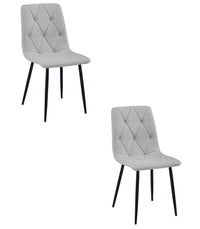 Sedia imbottita VALORA TYRA - Elegante tessuto grigio chiaro / Gambe nere x 2