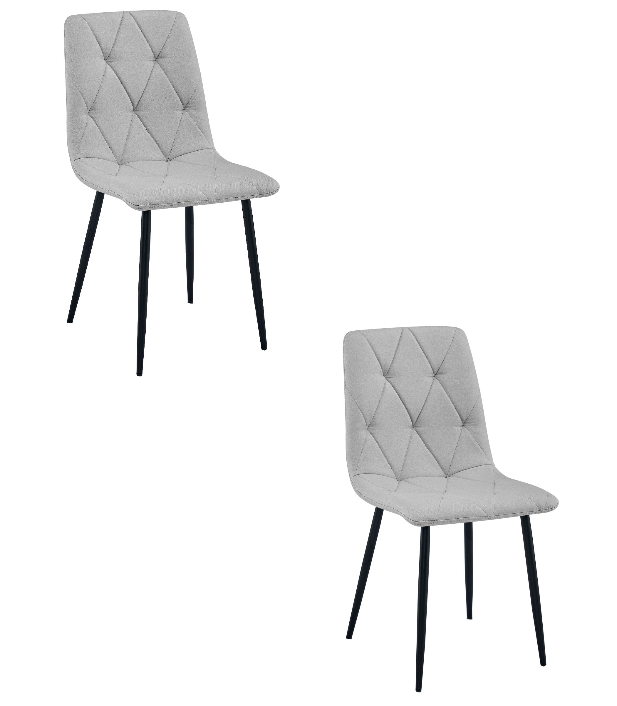 Sedia imbottita VALORA TYRA - Elegante tessuto grigio chiaro / Gambe nere x 2