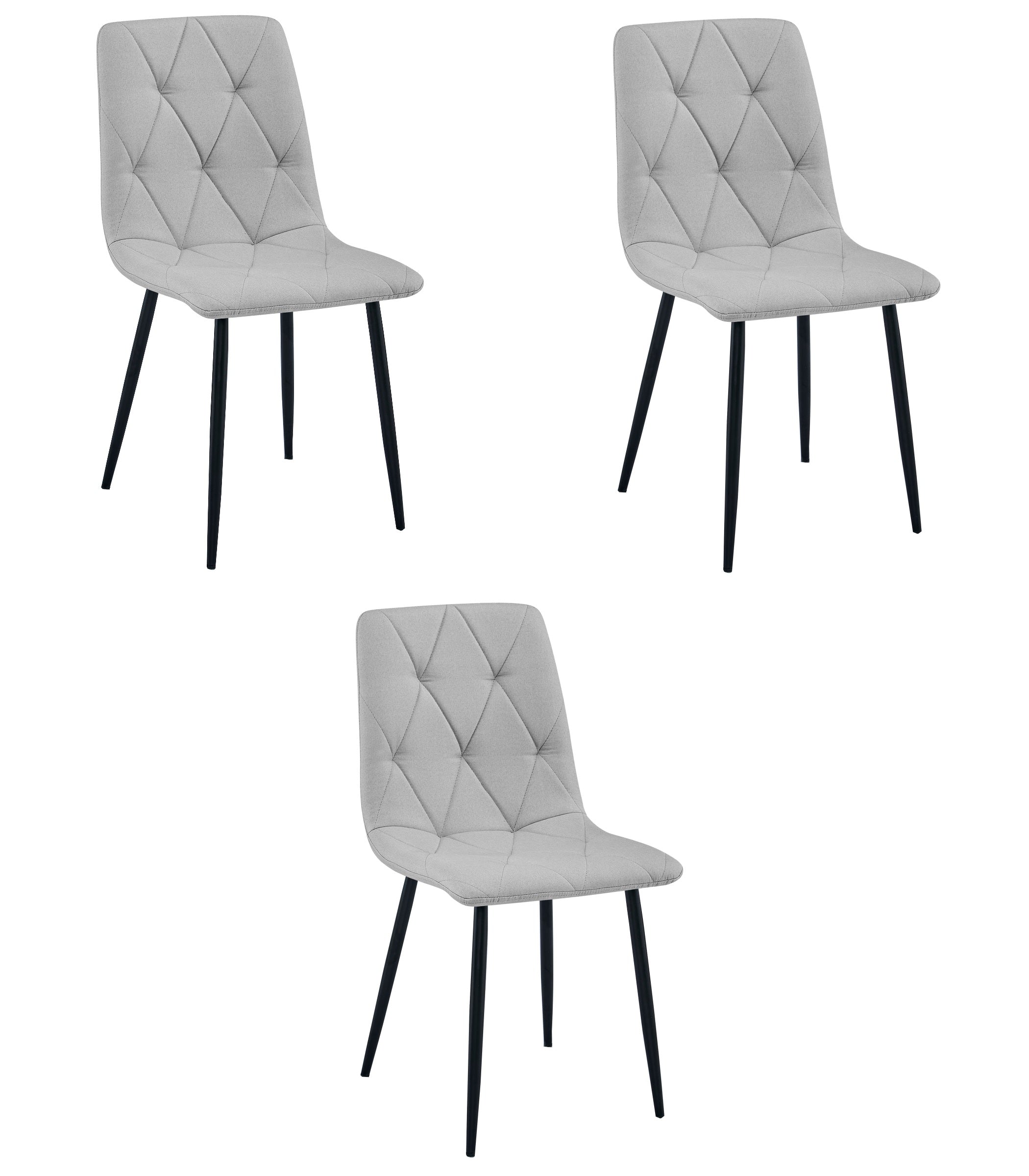 Sedia imbottita VALORA TYRA - Elegante tessuto grigio chiaro / gambe nere x 3