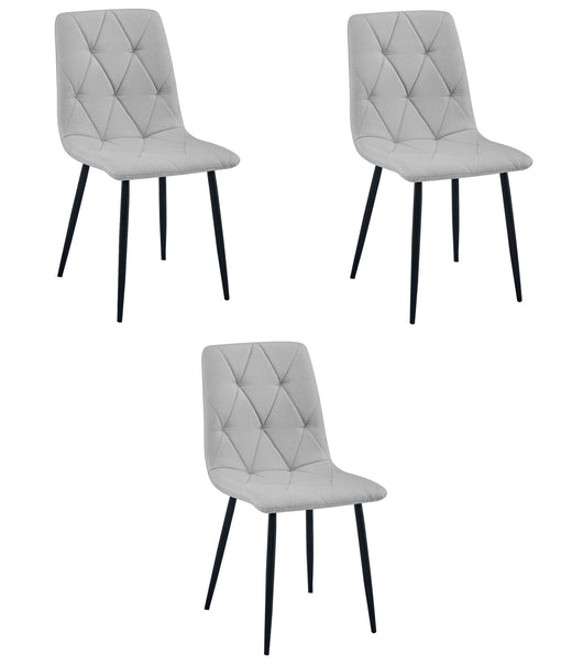 Sedia imbottita VALORA TYRA - Elegante tessuto grigio chiaro / gambe nere x 3