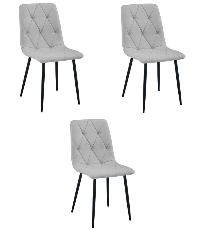 Sedia imbottita VALORA TYRA - Elegante tessuto grigio chiaro / gambe nere x 3