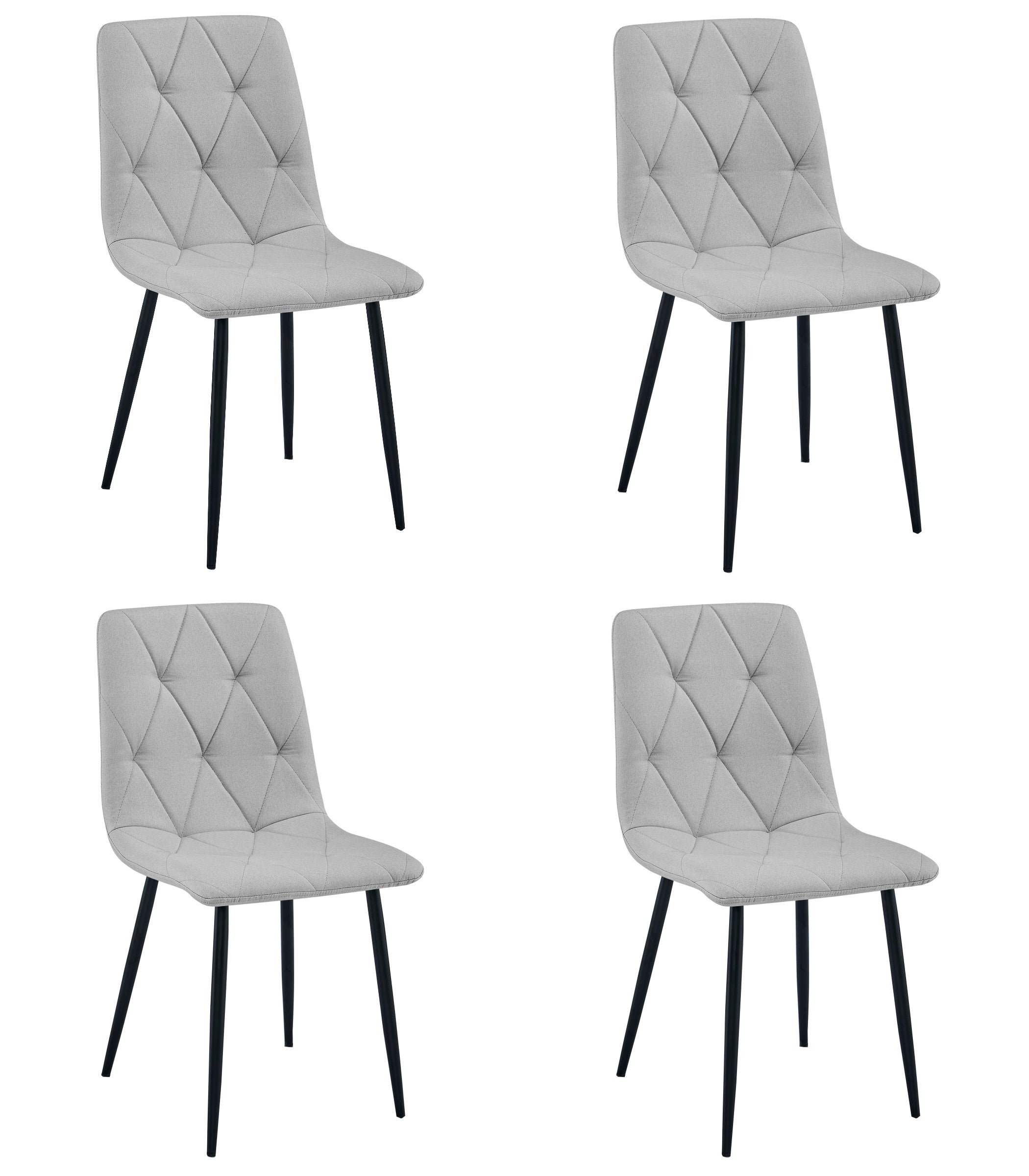 Sedia imbottita VALORA TYRA - Elegante tessuto grigio chiaro / Gambe nere x 4