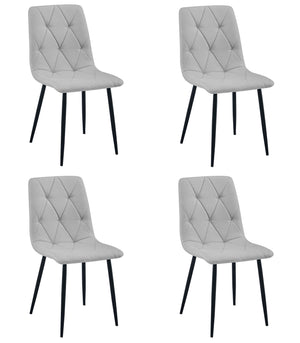 Sedia imbottita VALORA TYRA - Elegante tessuto grigio chiaro / Gambe nere x 4