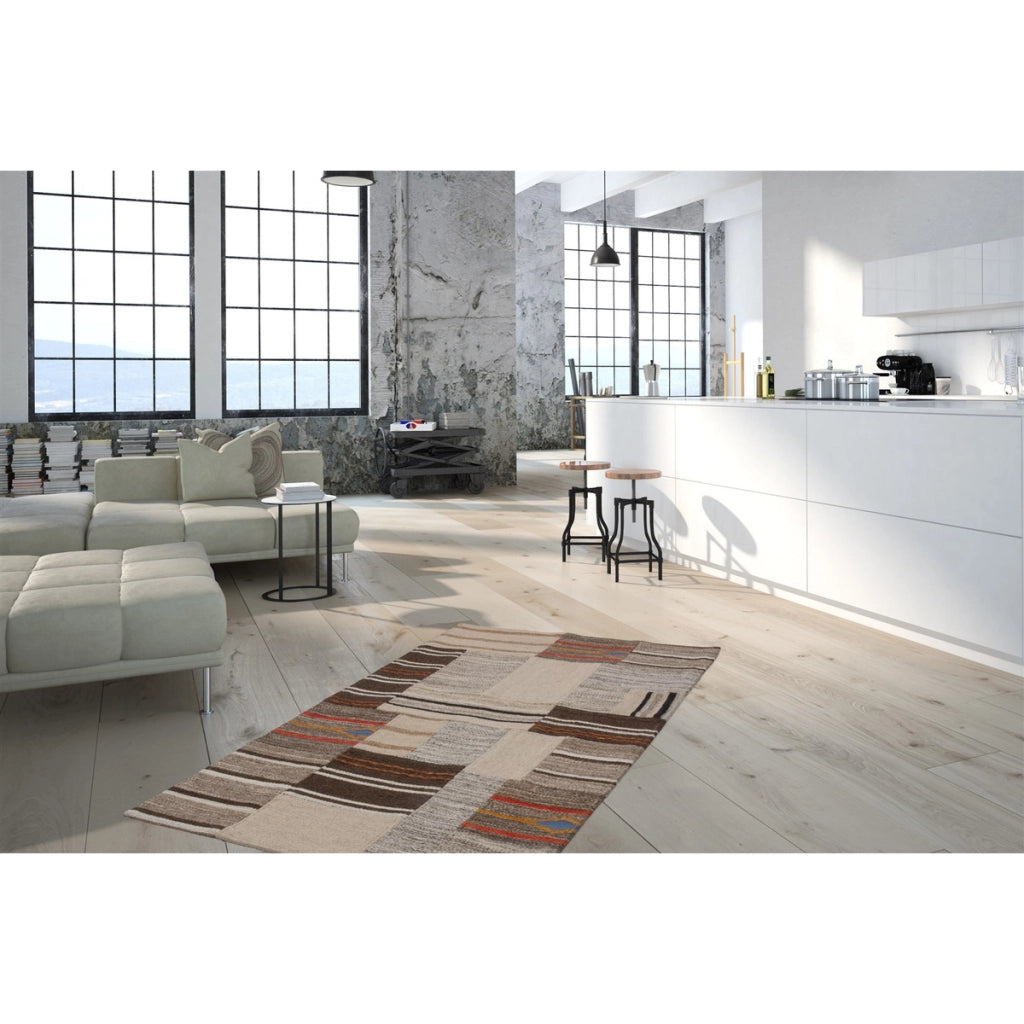 Tappeto Kilim Intenso 210 Natural in lana e cotone