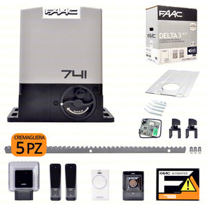KIT X CANCELLI SCORREVOLI 230V DELTA 3 FAAC 105630445 + 5 M CREMAGLIERA ZINCATA