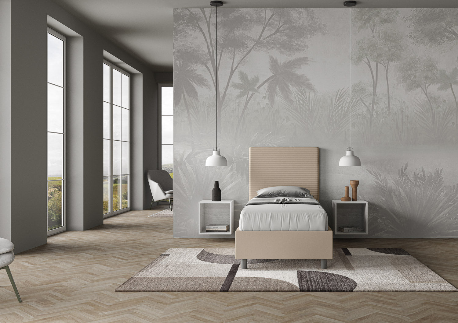 Letto Singolo 100x190 cm Senza Rete Focus Tortora