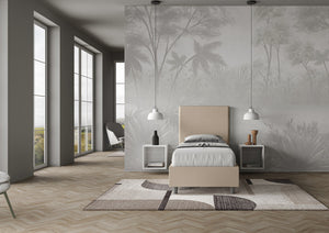 Letto Singolo 100x190 cm con Rete e Contenitore Focus Tortora