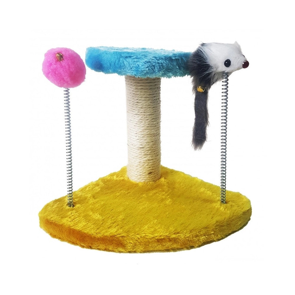 Trade Shop - Tiragraffi Gioco A Molle Pupazzo Topo Palla Base Triangolare Palestra Per Gatti -