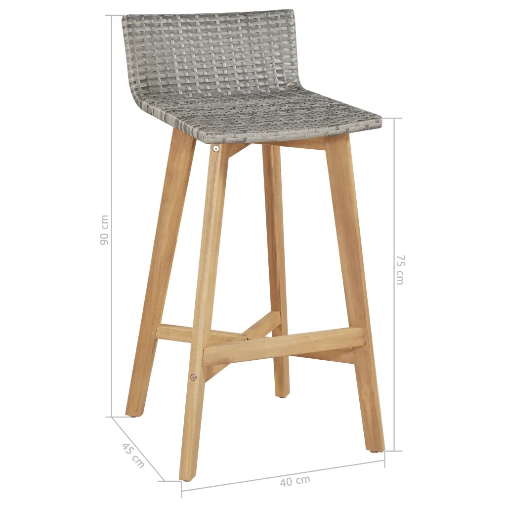 Sgabelli da Bar 2 pz in Legno Massello di Acacia 44229