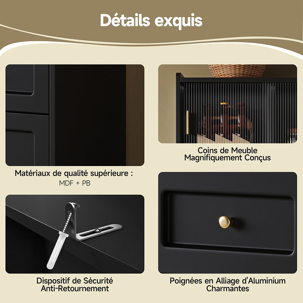 Vetrina cucina - Xylo - LED scaffali regolabili nero