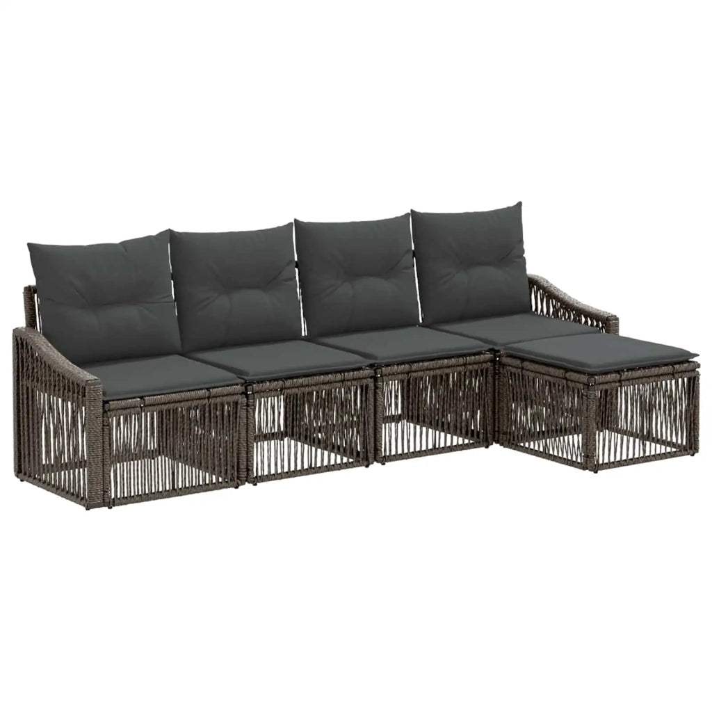 Set Divano da Giardino 5 pcs Grigio polyrattan 3435992