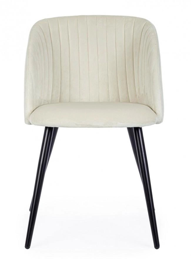 Set 2 Sedie 53x57x81,5 cm in Poliestere Effetto Velluto Bianco