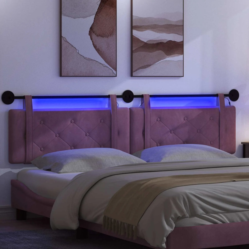 Testiera sospesa Con luce LED Viola Velluto 3424259