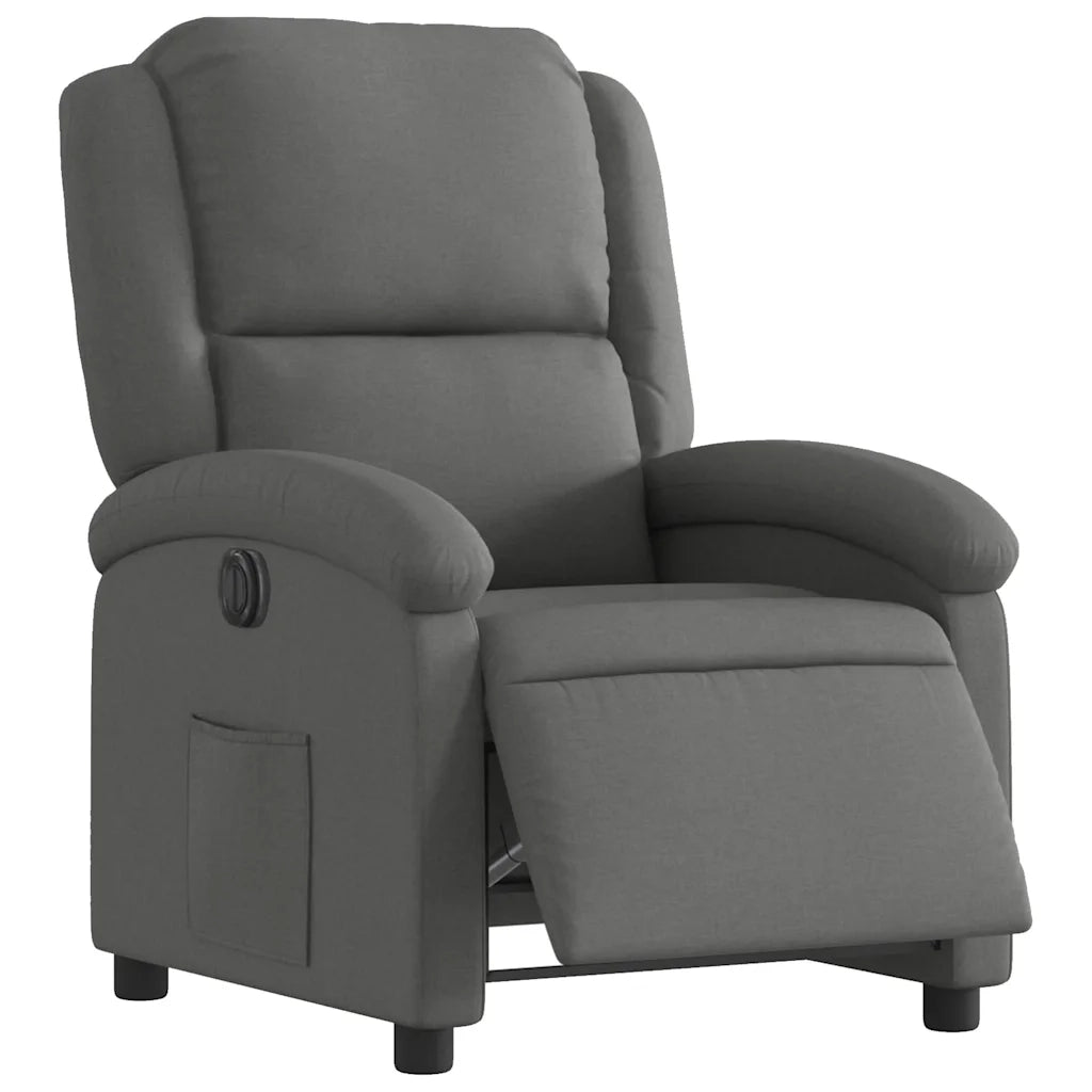 Poltrona | Sedia Relax Elettrica Reclinabile Grigio Scuro in Tessuto