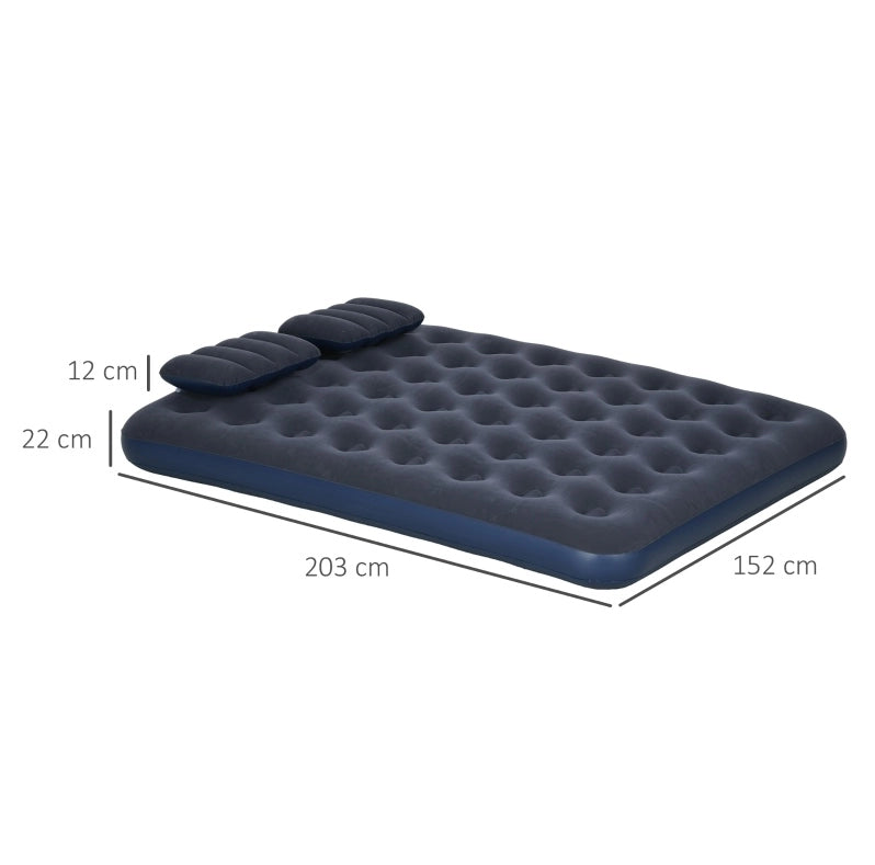 Letto gonfiabile blu con pompa manuale e 2 cuscini 203 x 152 x 22 cm