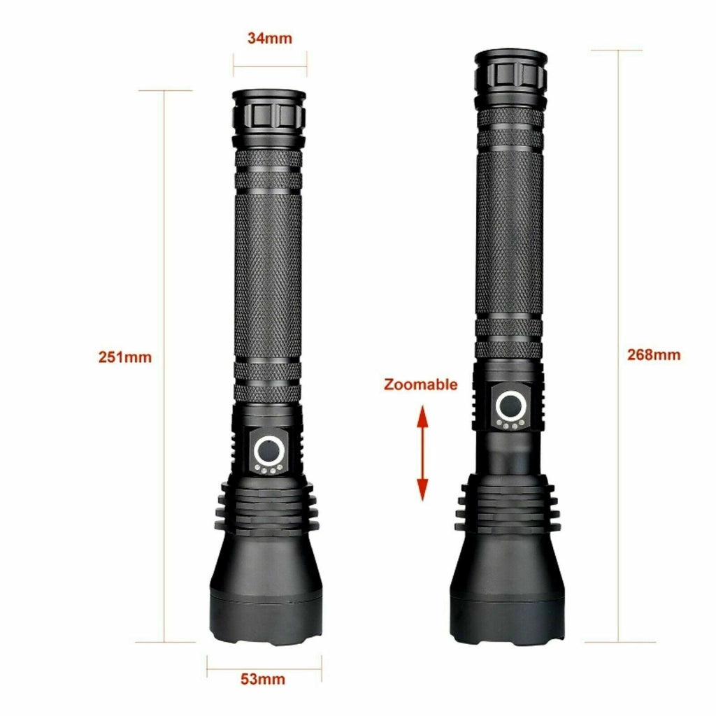 Torcia 80000W RICARIBILE A LED CREE CON zoom doppia batteria BL X82 P50