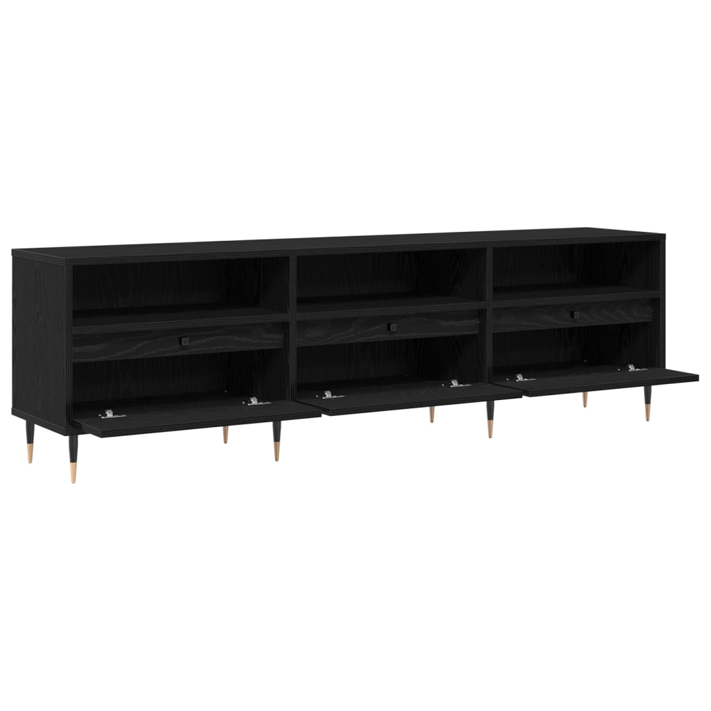 Mobile TV Rovere Nero 150x30x44.5 cm Legno Ingegnerizzato