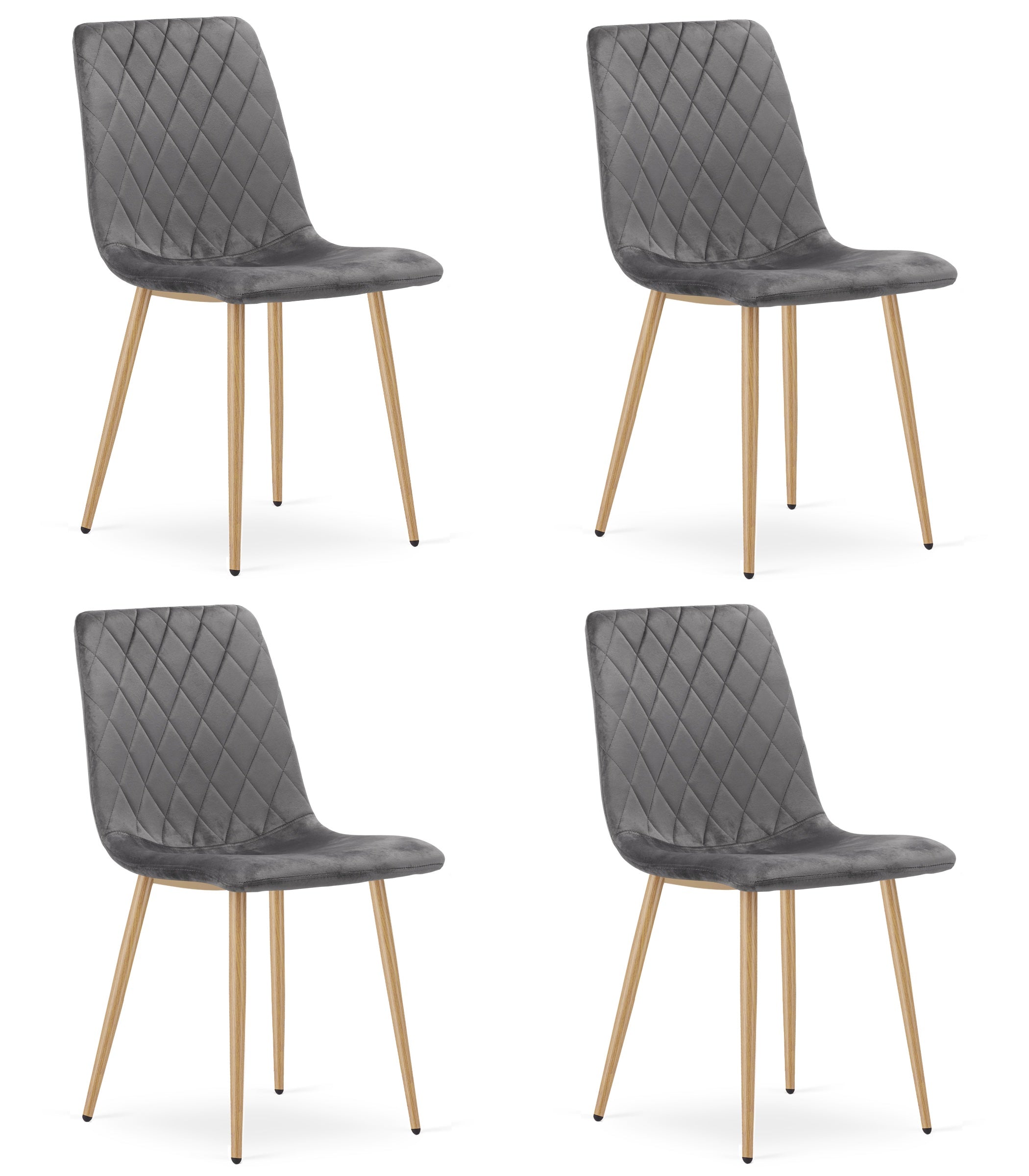 Sedia VALORA TURIN - Elegante sedia da pranzo in velluto grigio scuro x4