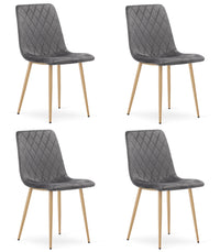 Sedia VALORA TURIN - Elegante sedia da pranzo in velluto grigio scuro x4