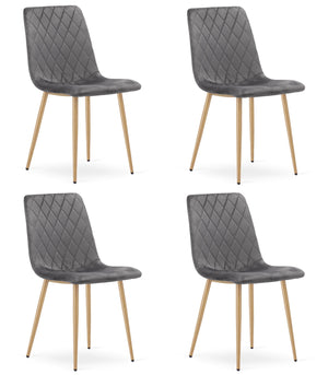 Sedia VALORA TURIN - Elegante sedia da pranzo in velluto grigio scuro x4