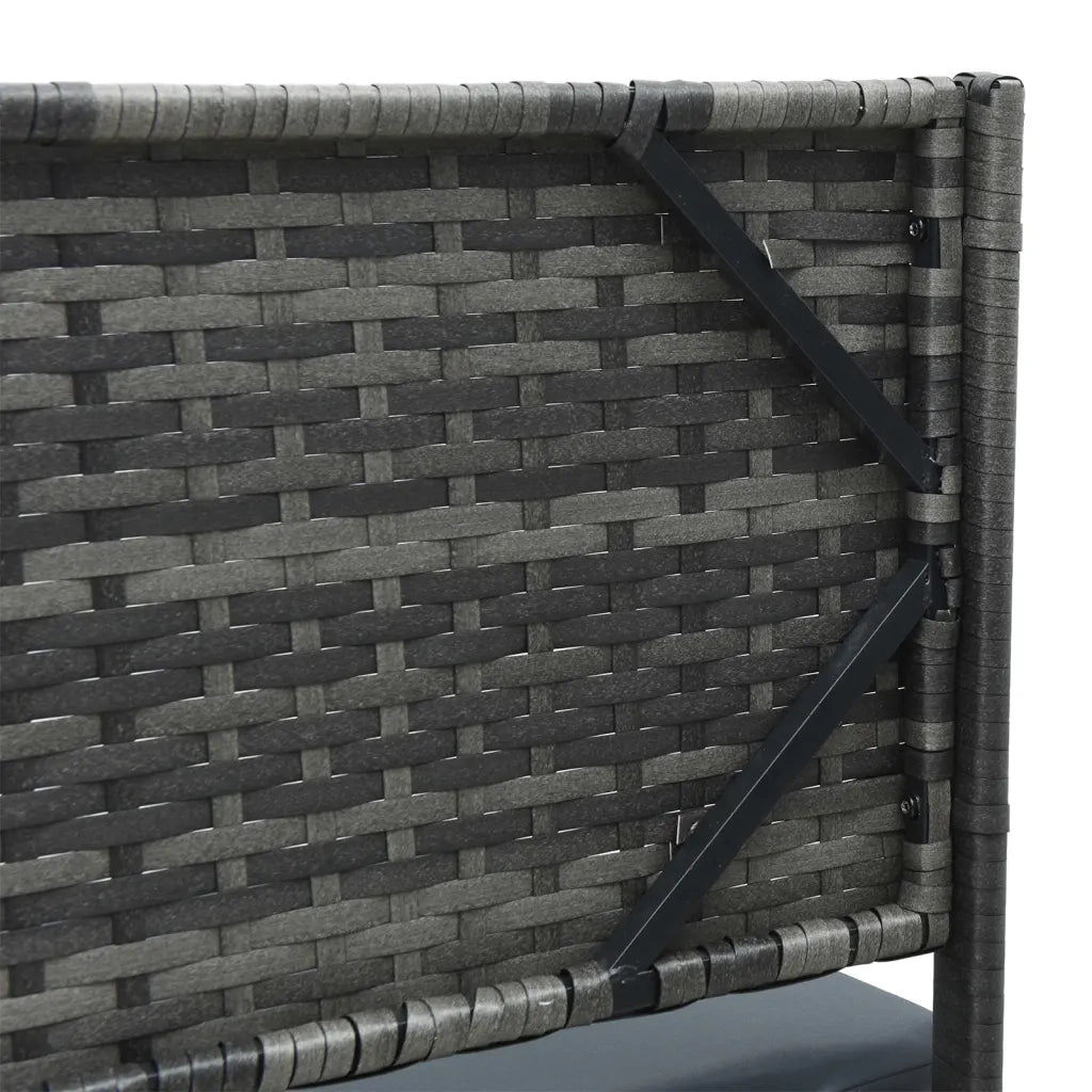 Divano da Giardino con Tavolo e Cuscini a L Grigio Polyrattan 362348