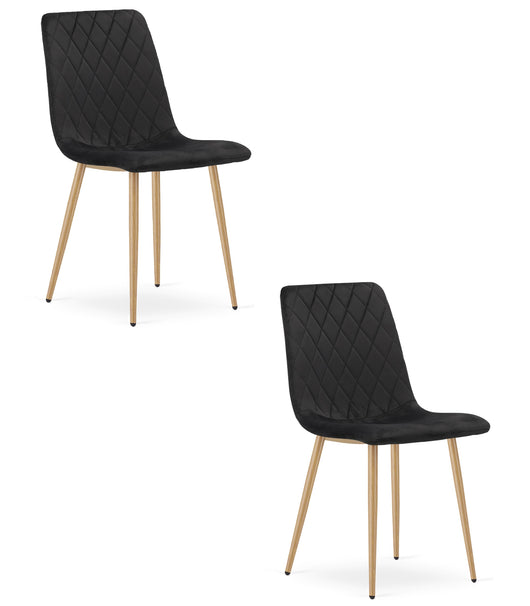 Sedia VALORA TURIN - Eleganti sedie da pranzo in velluto nero x 2