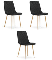 Sedia VALORA TURIN - Elegante sedia da pranzo imbottita in velluto nero x 3