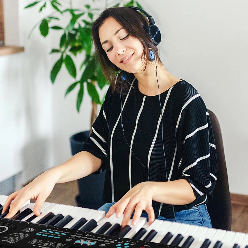 Pianoforte Digitale 61 Tasti Pieghevole, Tastiera Elettronica con Microfono e Leggio, Pianola Portatile con Borsa per il Trasporto per Principianti (Nero)