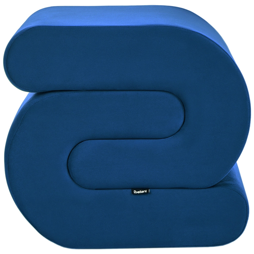 Pouf imbottito in velluto a forma di S blu soggiorno stile moderno