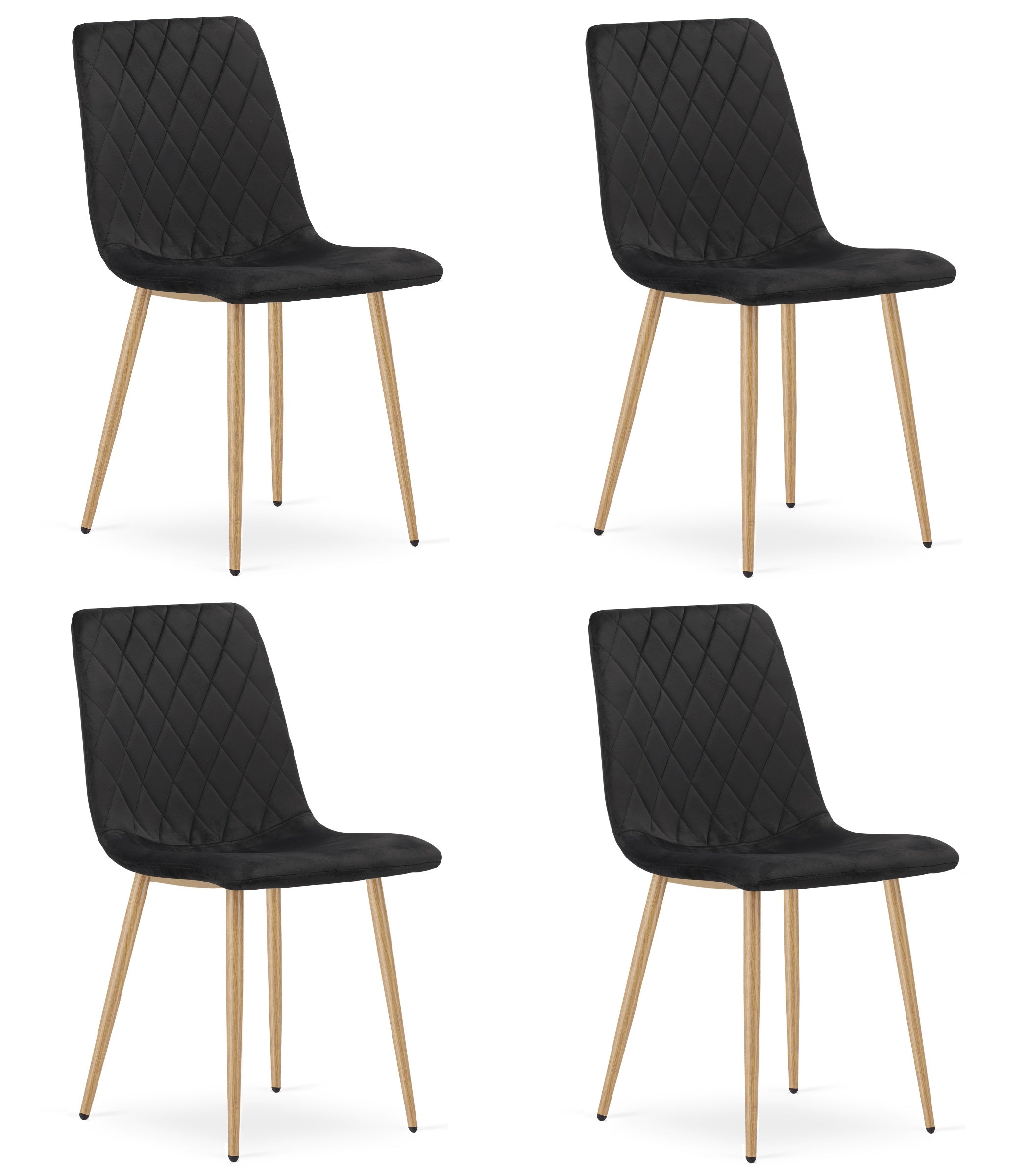 Sedia VALORA TURIN - Elegante sedia da pranzo in velluto nero x 4