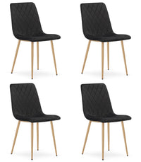 Sedia VALORA TURIN - Elegante sedia da pranzo in velluto nero x 4