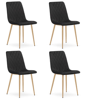 Sedia VALORA TURIN - Elegante sedia da pranzo in velluto nero x 4