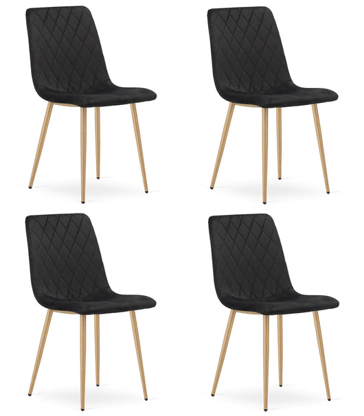 Sedia VALORA TURIN - Elegante sedia da pranzo in velluto nero x 4