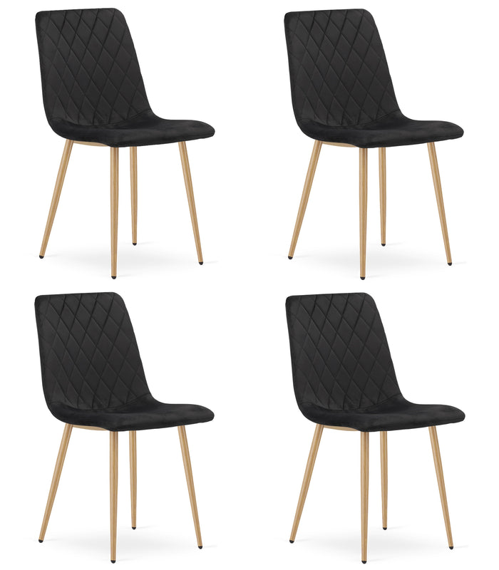 Sedia VALORA TURIN - Elegante sedia da pranzo in velluto nero x 4