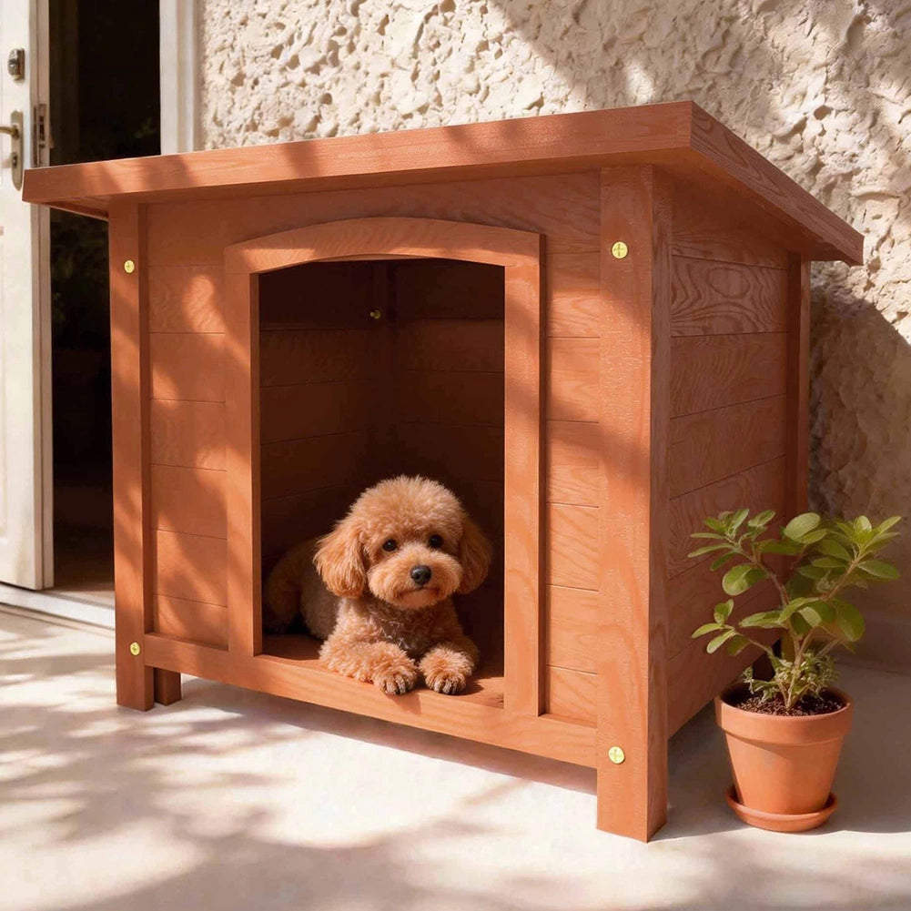 Cuccia per Cani in Legno da Esterno Tetto Apribile Impermeabile 66x53x54cm
