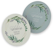 Decorazioni per tavola con foglie di eucalipto, 40 pezzi, sottopiede ronde in cartone.