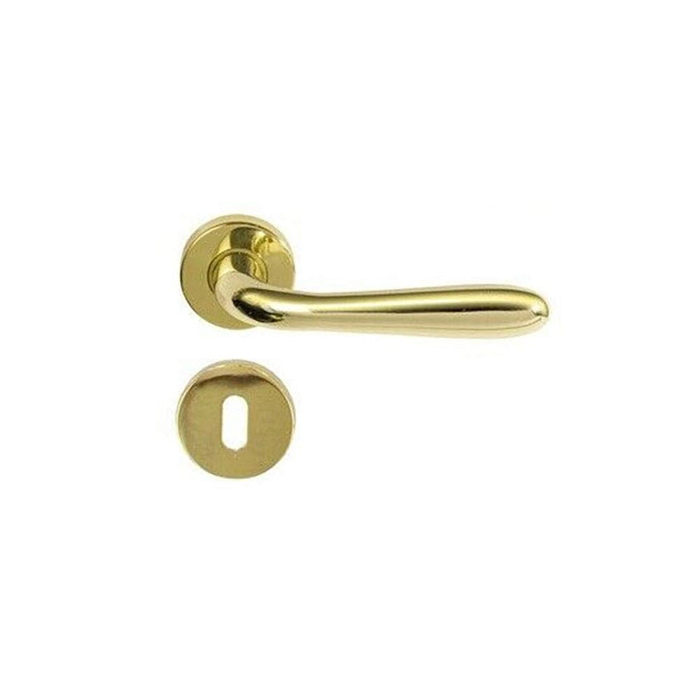 Maniglia Alluminio Agnone con Bocchetta Oro 2 Pezzi