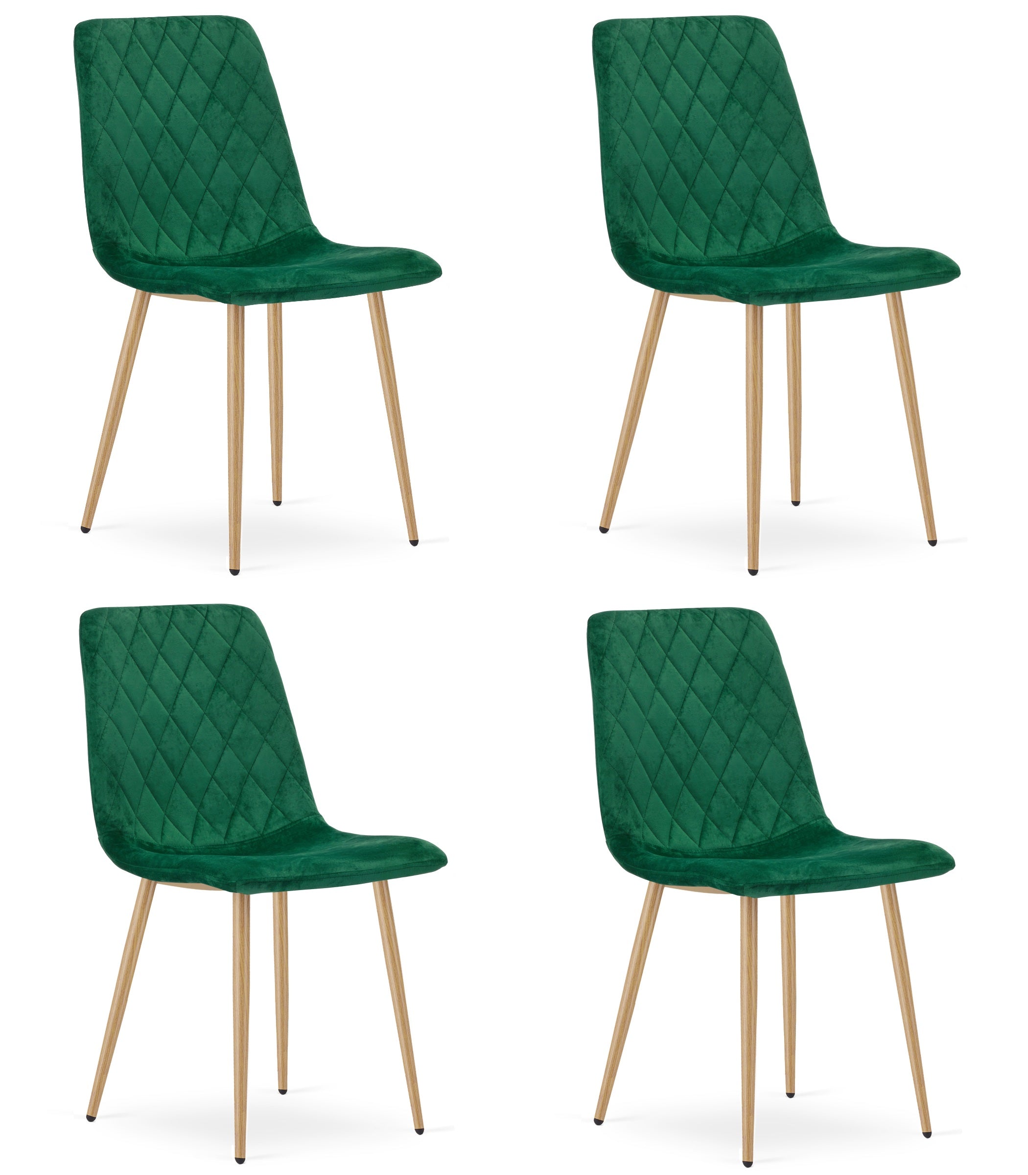 Sedia VALORA TURIN - Imbottita in velluto verde scuro x 4