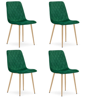 Sedia VALORA TURIN - Imbottita in velluto verde scuro x 4