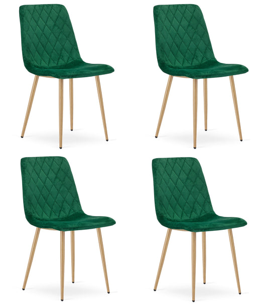 Sedia VALORA TURIN - Imbottita in velluto verde scuro x 4