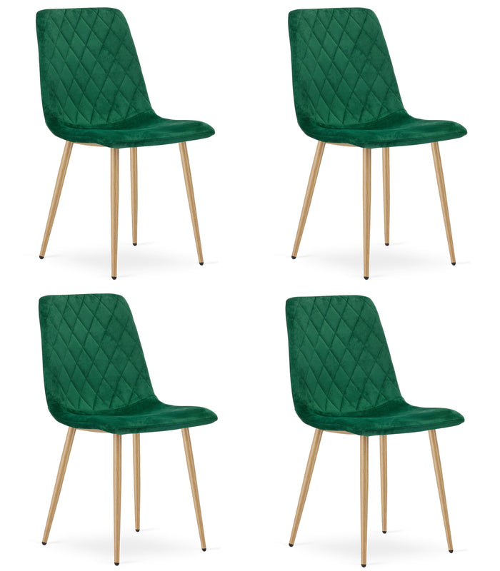 Sedia VALORA TURIN - Imbottita in velluto verde scuro x 4