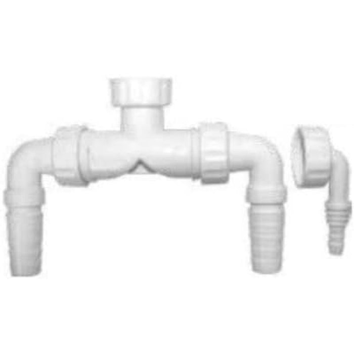 Raccordo doppio per due lavatric i o lavatrice asciugatrice. atta