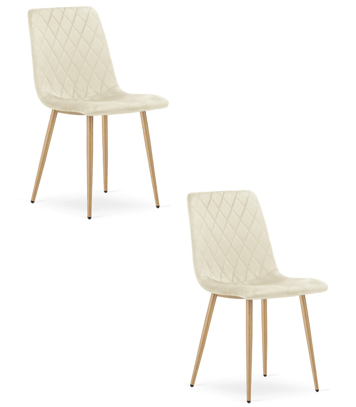 VALORA TURIN Sedia in velluto - Beige chiaro x 2