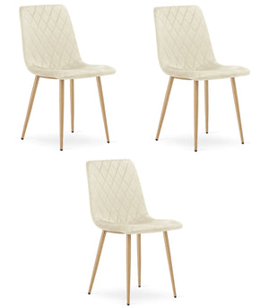 VALORA TURIN Sedia in velluto - Beige chiaro x 3