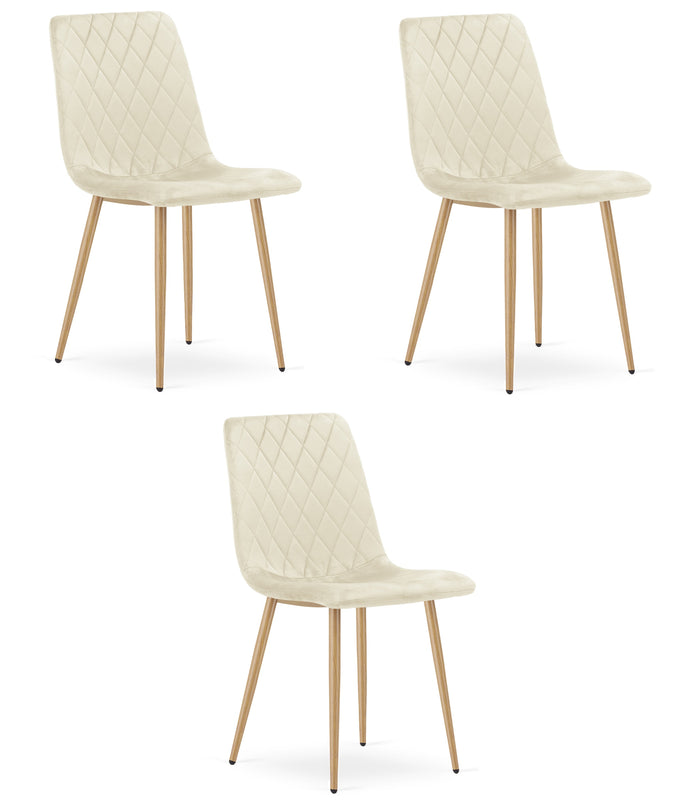 VALORA TURIN Sedia in velluto - Beige chiaro x 3