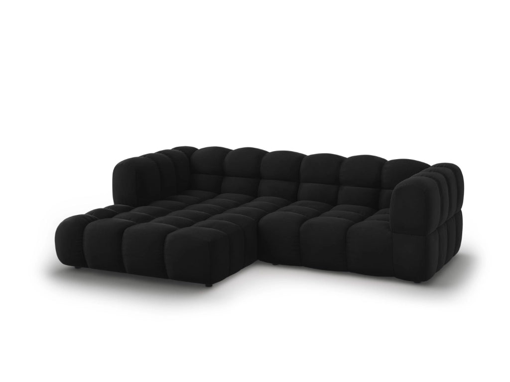 Cosmopolitan Design - Divano angolare modulare sinistro "Sky" 3 posti in velluto nero 