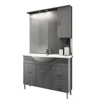Mobile bagno venice larice grigio cm 105 con lavabo e specchio
