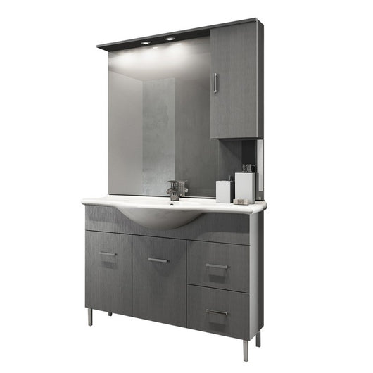 Mobile bagno venice larice grigio cm 105 con lavabo e specchio