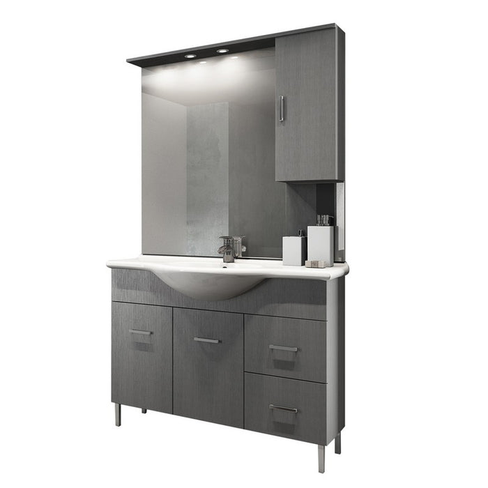 Mobile bagno venice larice grigio cm 105 con lavabo e specchio